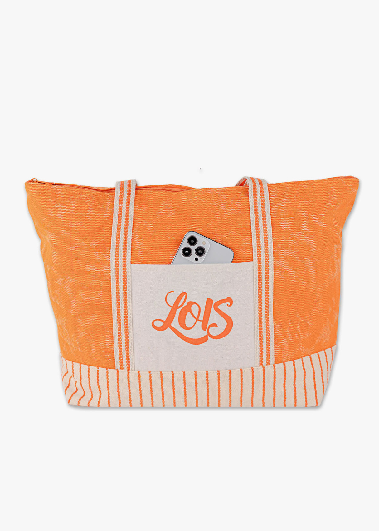 Bolso Playa Bicolor Rayas Naranja