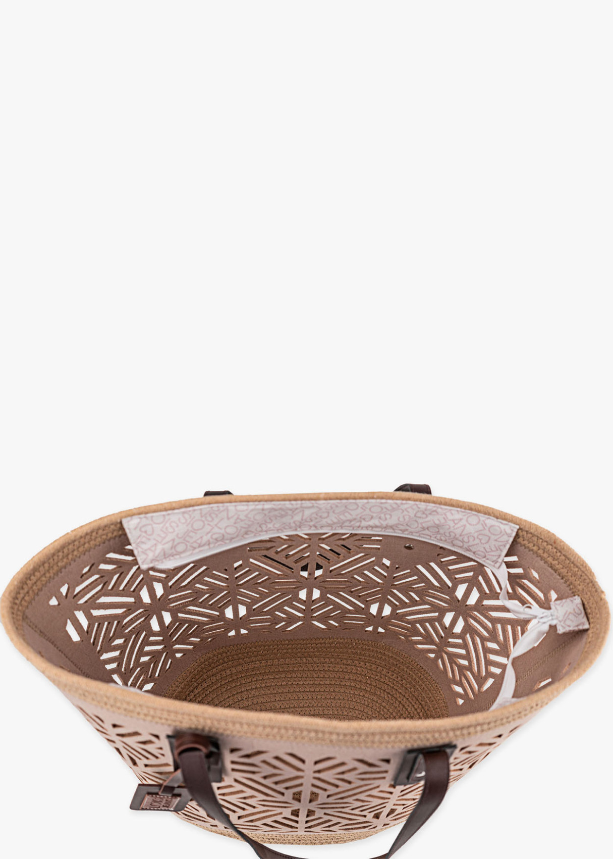Bolso Playa calado asas contraste beige