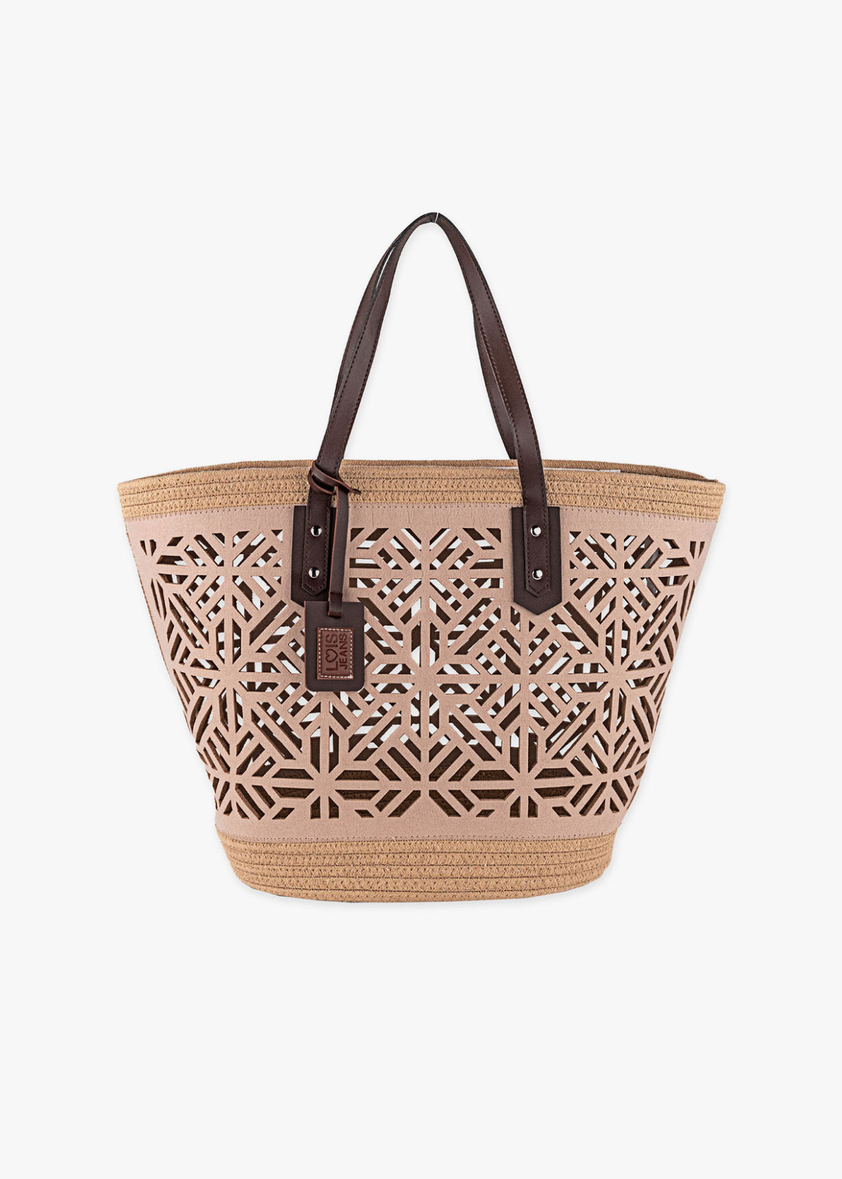 Bolso Playa calado asas contraste beige