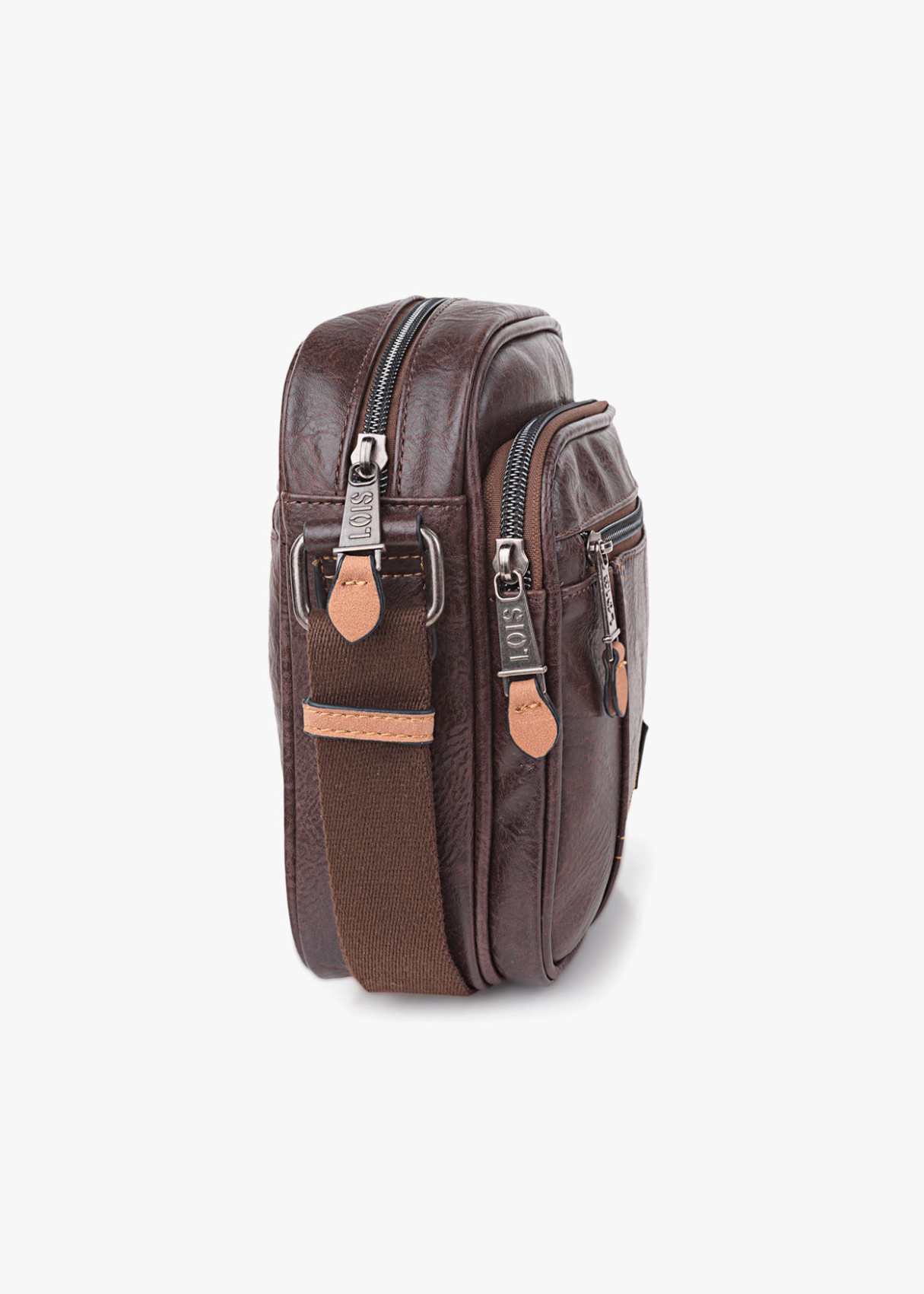 Bandolera ajustable con bolsillo frontal marrón