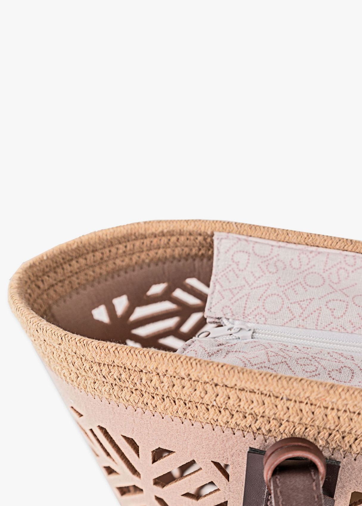 Bolso Playa calado asas contraste beige