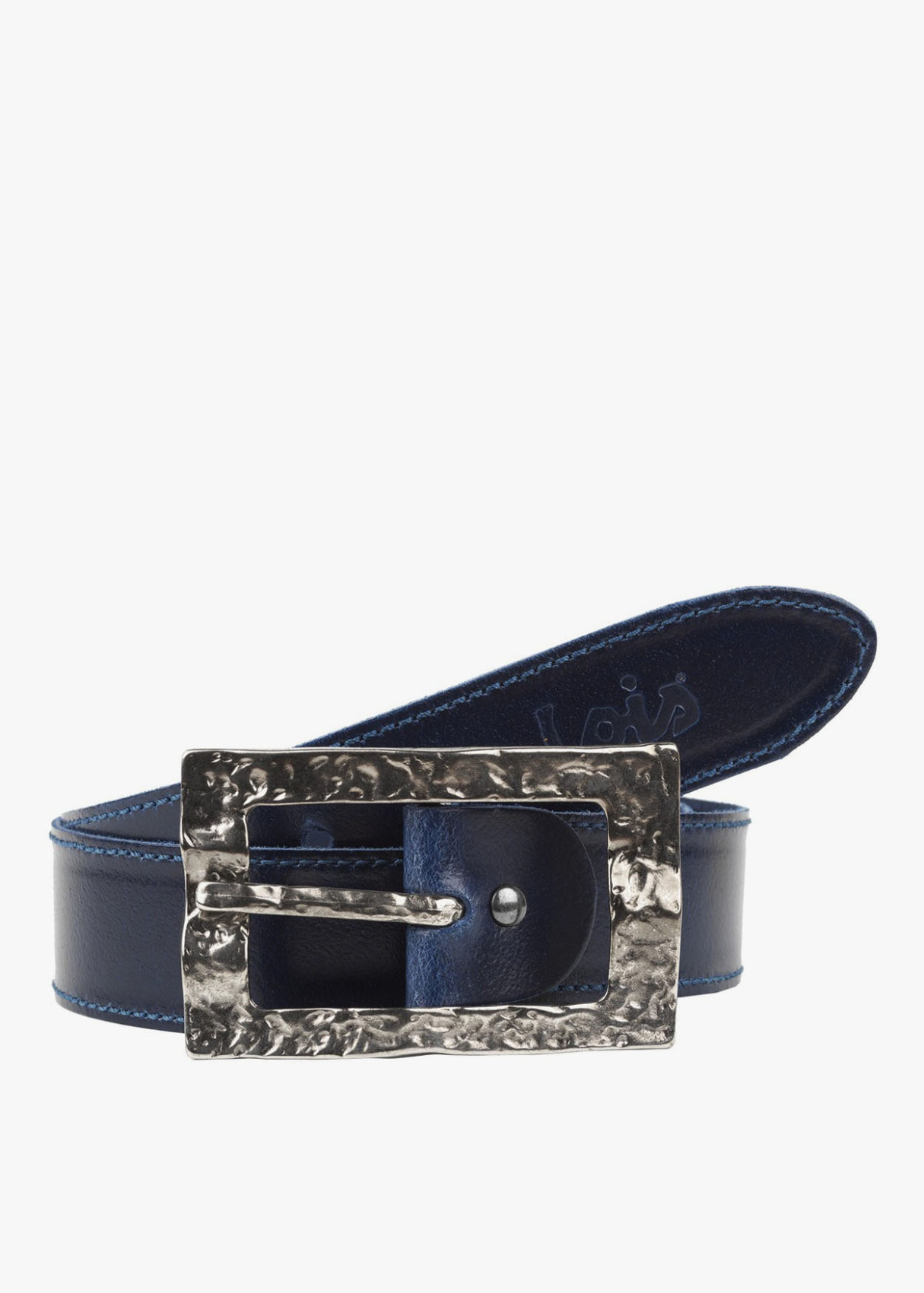 Cinturón hebilla grande textura azul