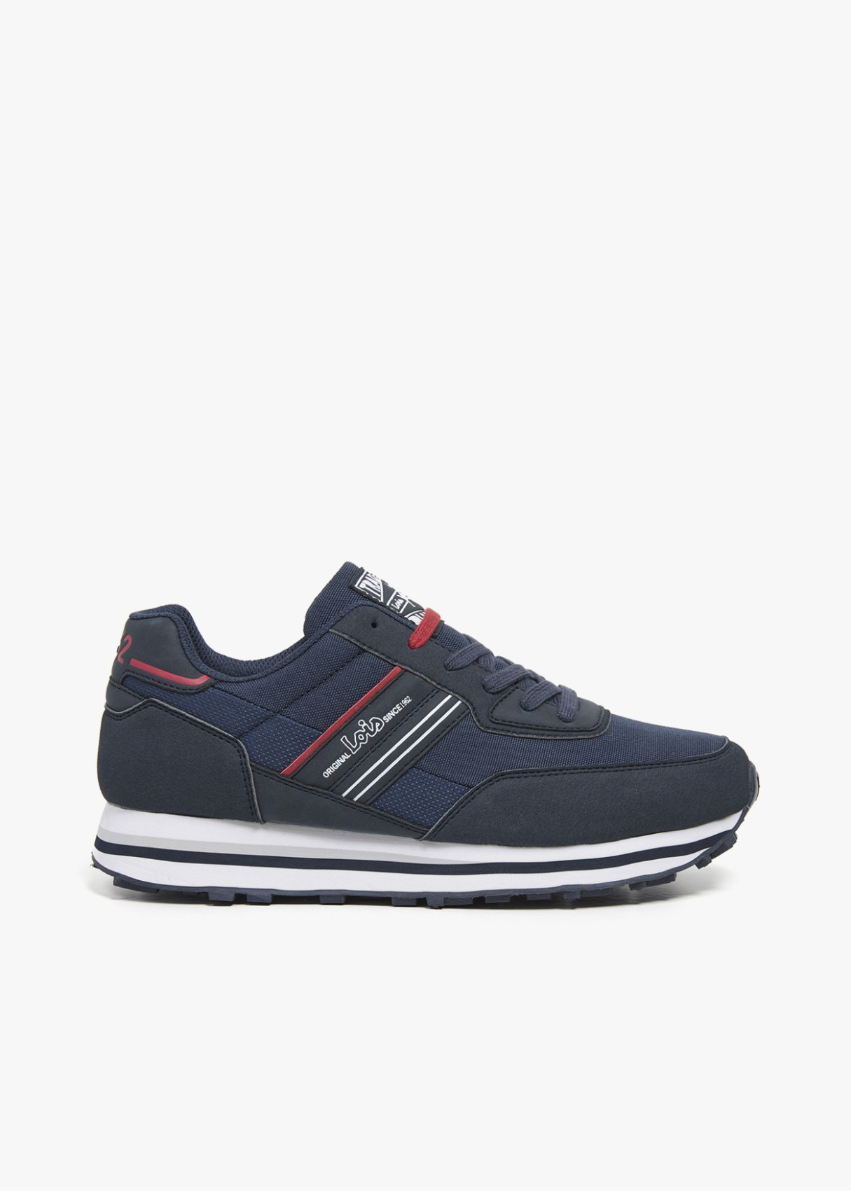 Sneakers casual detalle franja azul