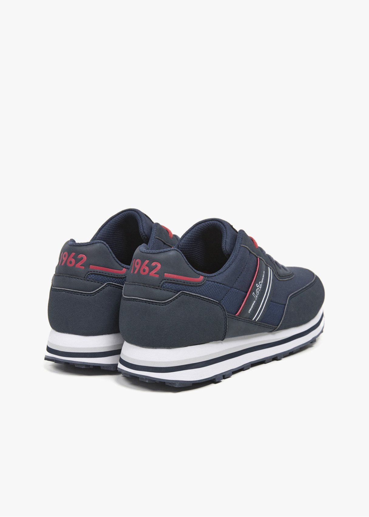 Sneakers casual detalle franja azul