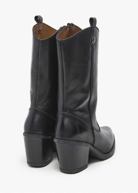 Bota Cowboy tacón alto negro