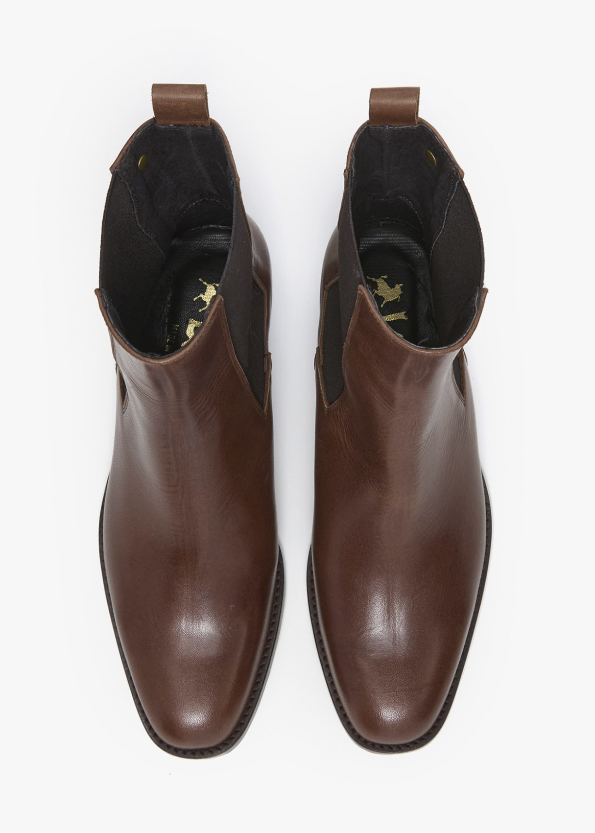 Botines Chelsea De Piel con tacón marrón