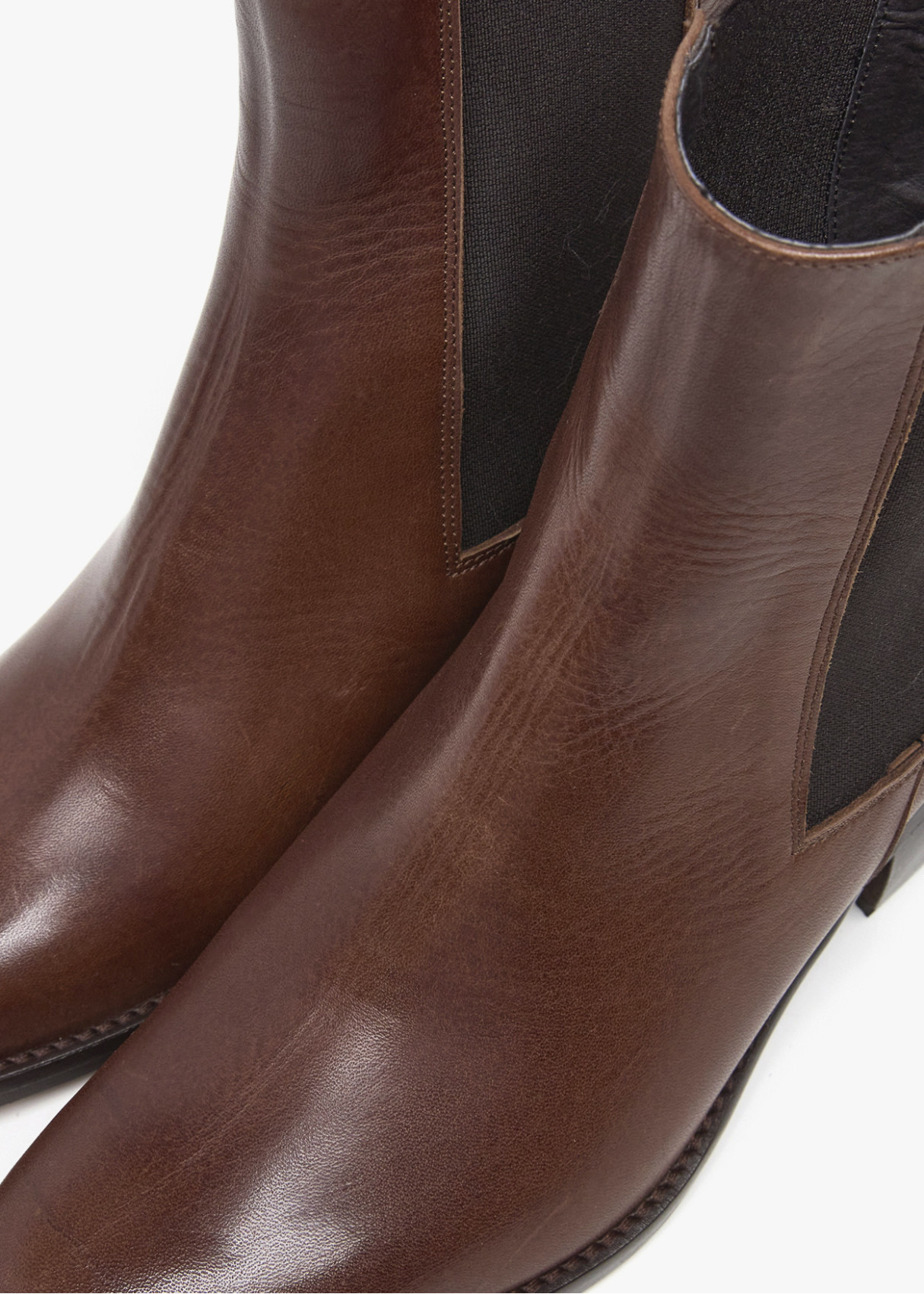 Botines Chelsea De Piel con tacón marrón