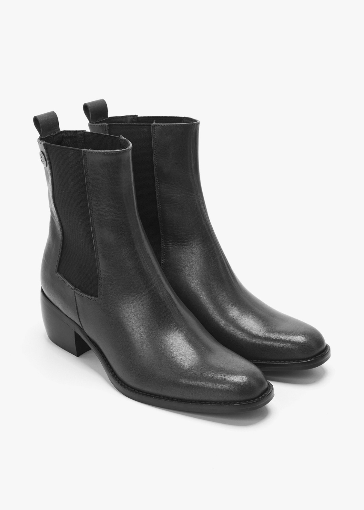 Botines Chelsea De Piel con tacón negro