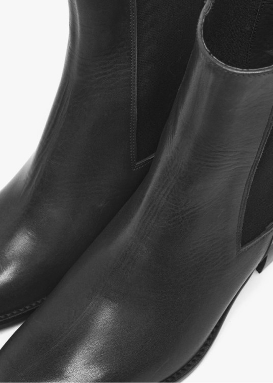 Botines Chelsea De Piel con tacón negro
