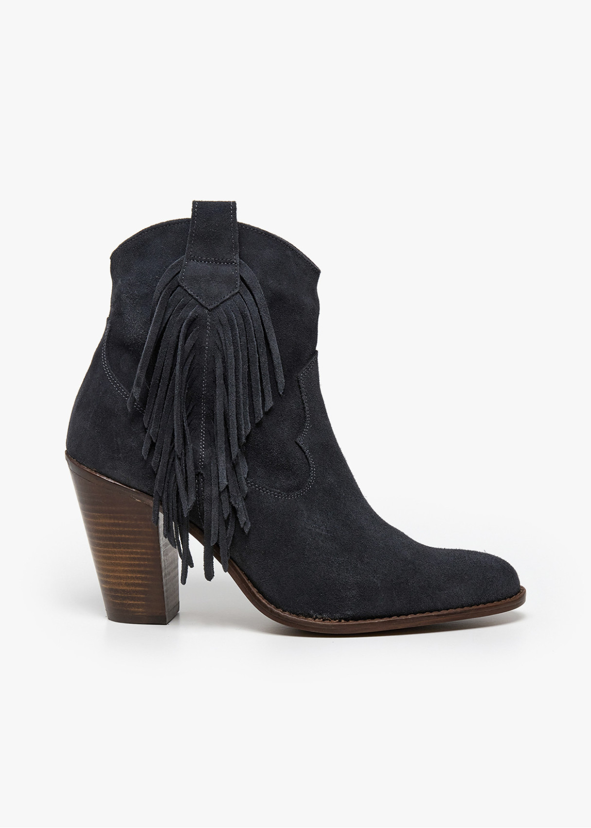 Botines Cowboy de piel Con Flecos De Piel gris