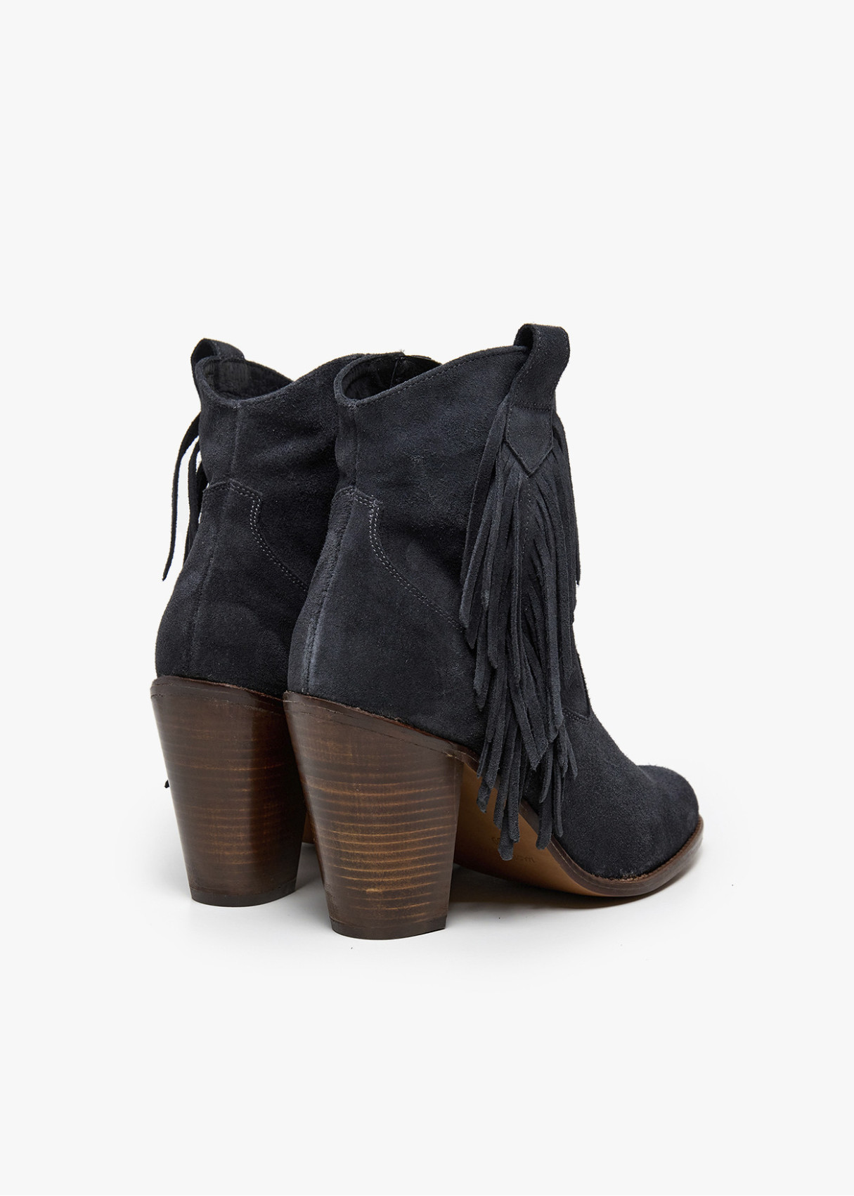 Botines Cowboy de piel Con Flecos De Piel gris