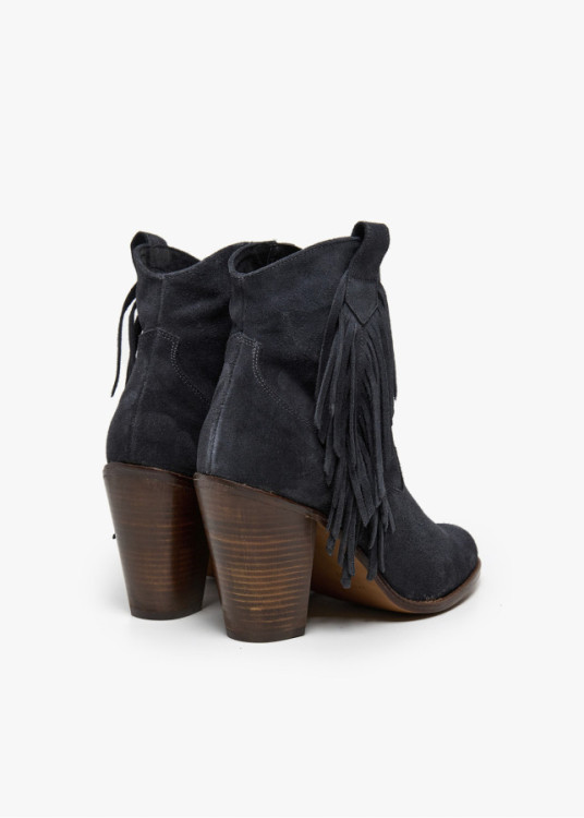 Botines Cowboy de piel Con Flecos De Piel gris