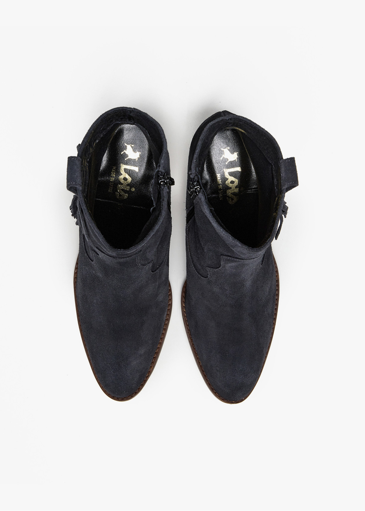 Botines Cowboy de piel Con Flecos De Piel gris