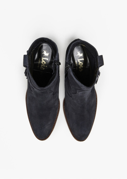 Botines Cowboy de piel Con Flecos De Piel gris