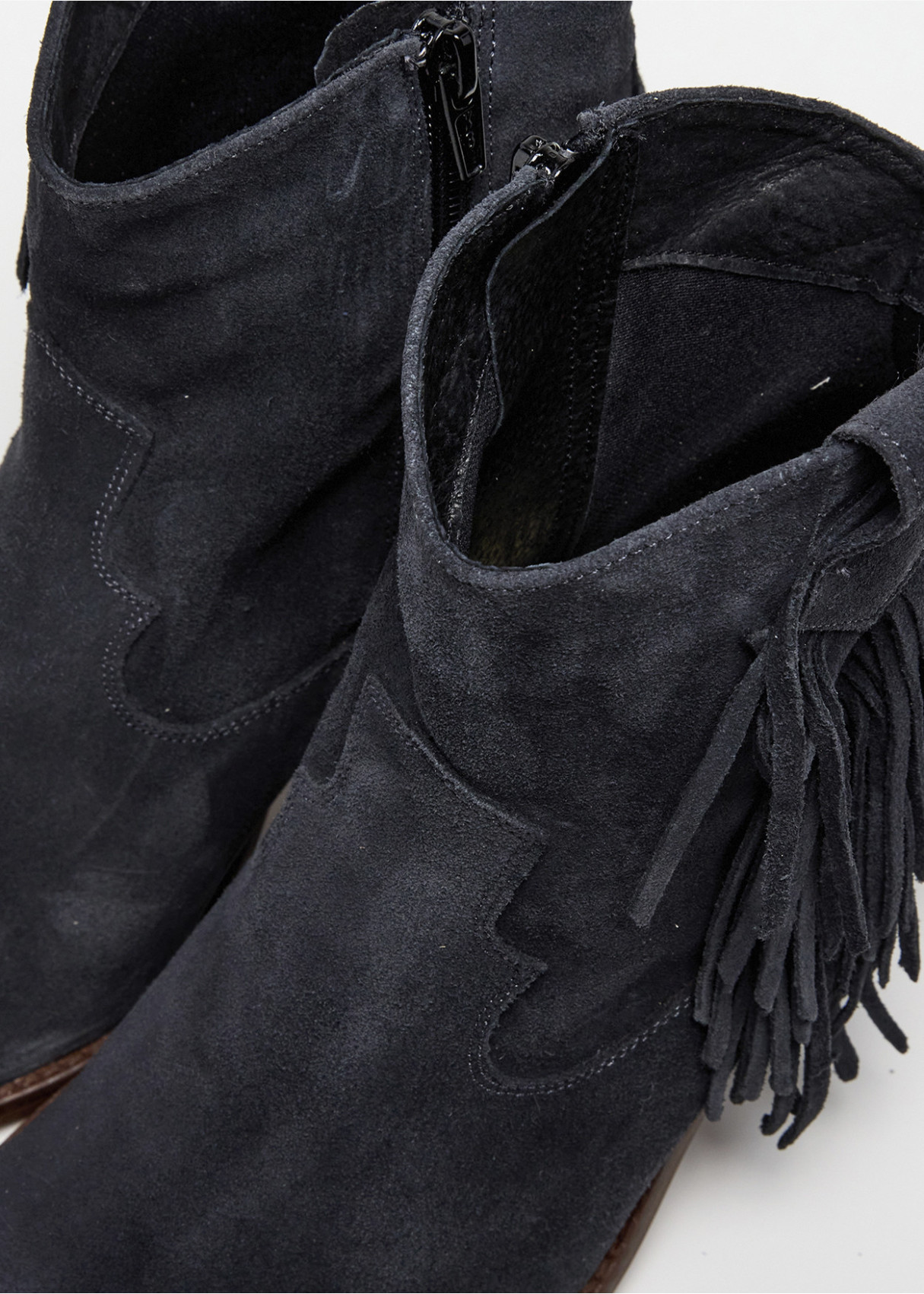 Botines Cowboy de piel Con Flecos De Piel gris