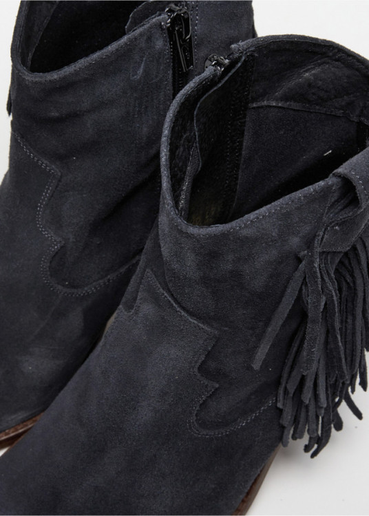 Botines Cowboy de piel Con Flecos De Piel gris