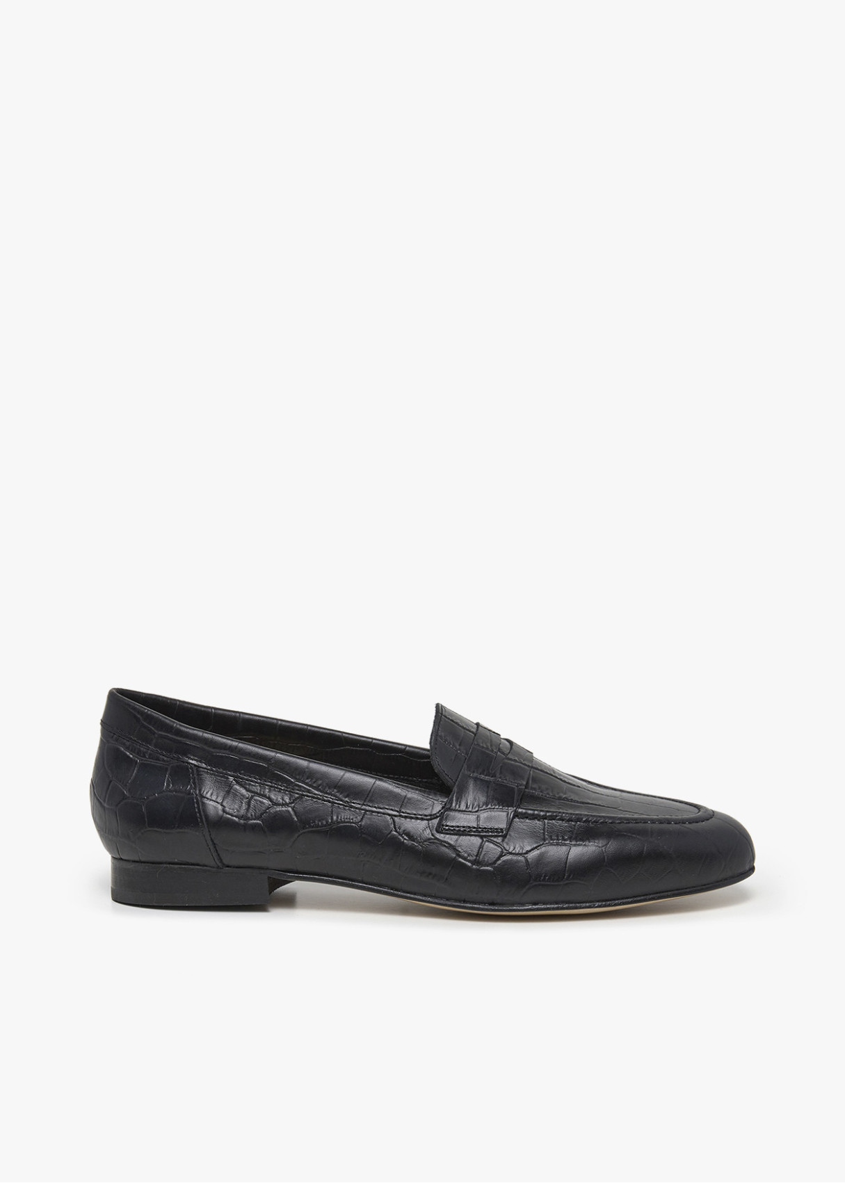 Mocasines de piel estampado cocodrilo negro
