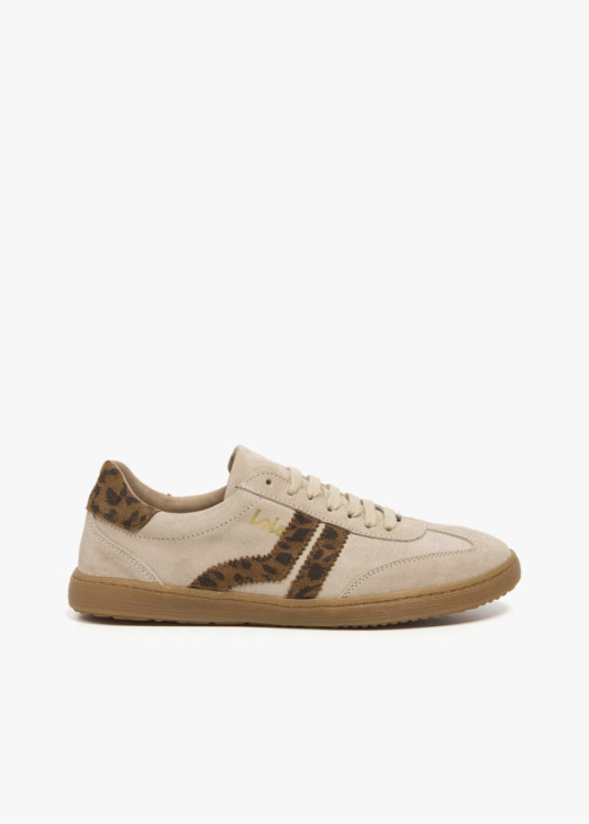 Bambas casual piel franjas beige