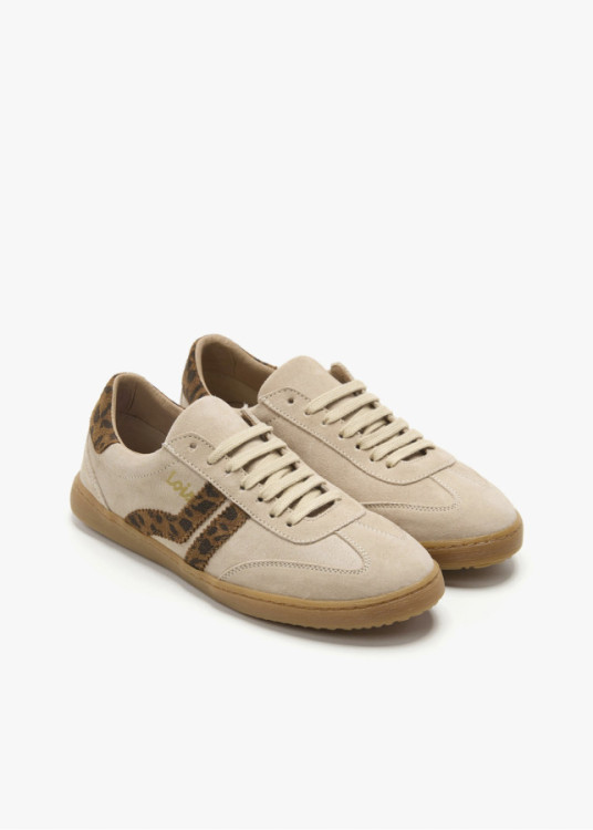 Bambas casual piel franjas beige