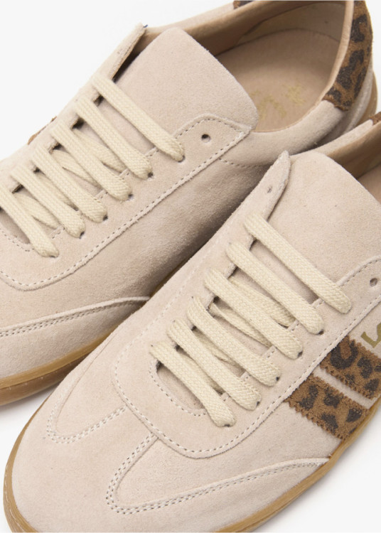 Bambas casual piel franjas beige