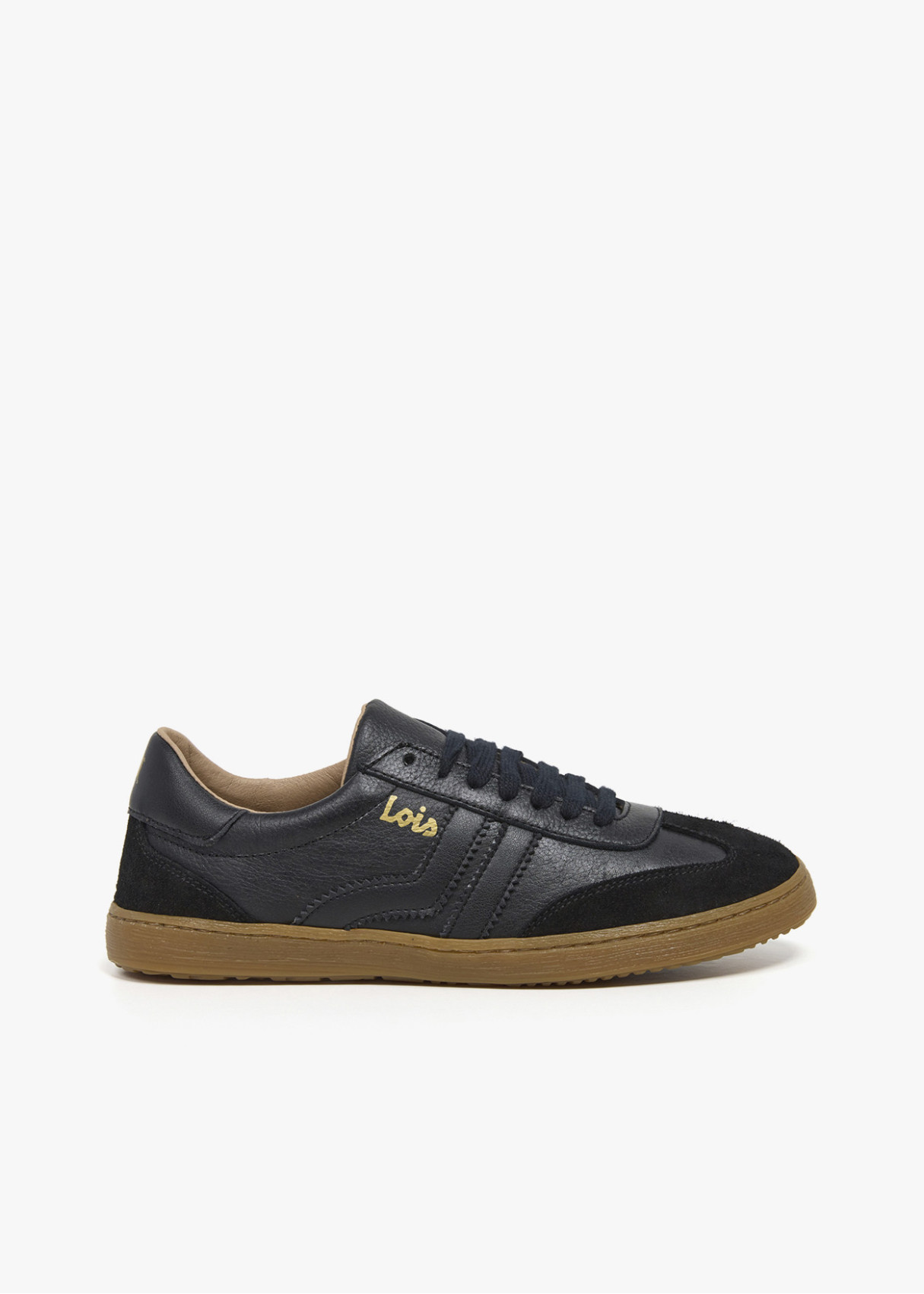 Bambas casual piel franjas negro