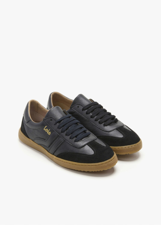 Bambas casual piel franjas negro