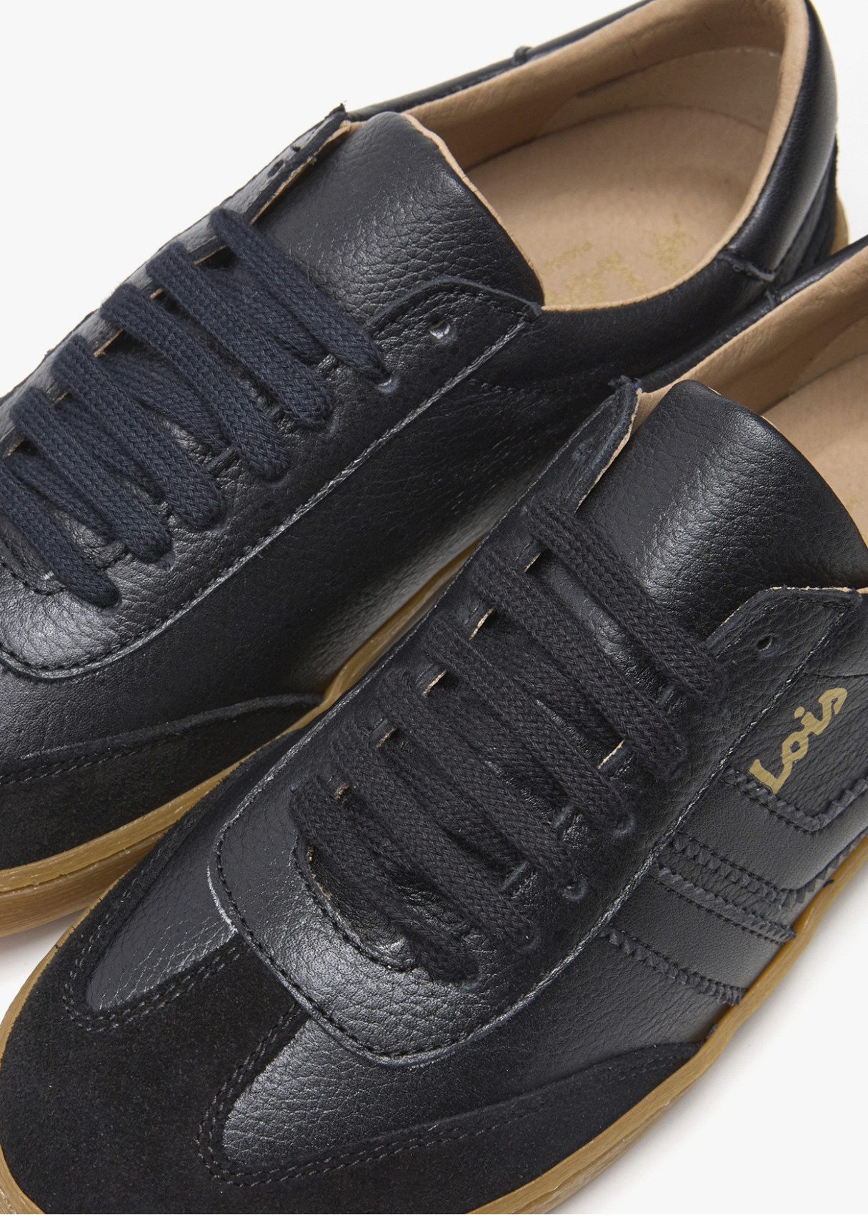 Bambas casual piel franjas negro