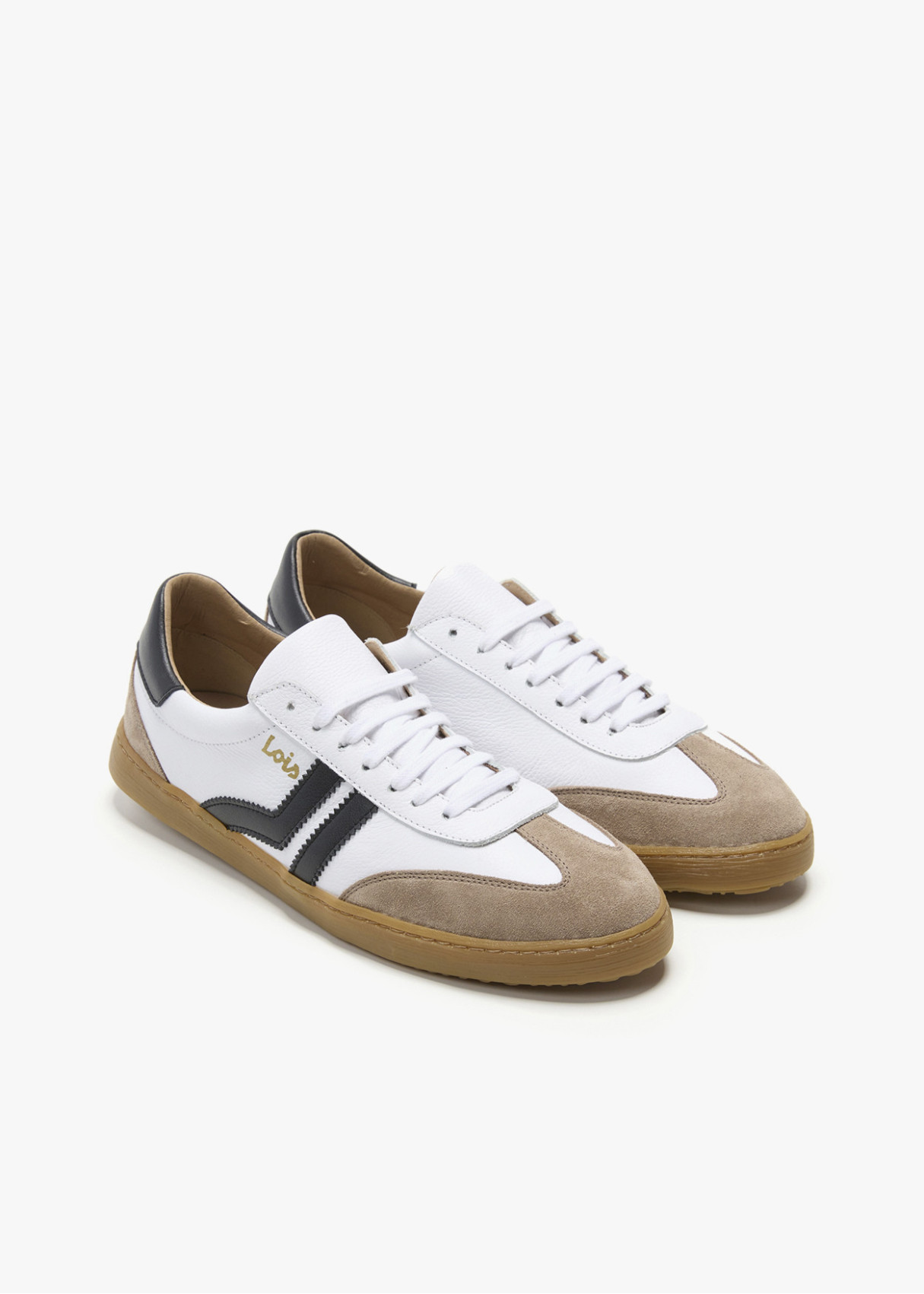 Bambas casual piel contrastadas blanca
