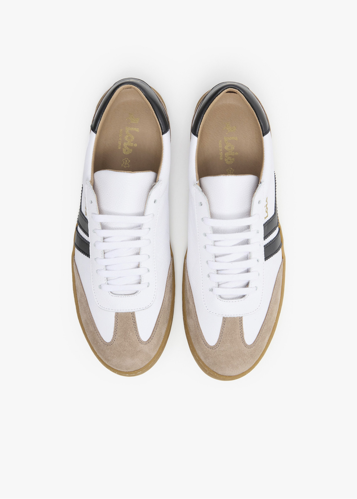 Bambas casual piel contrastadas blanca