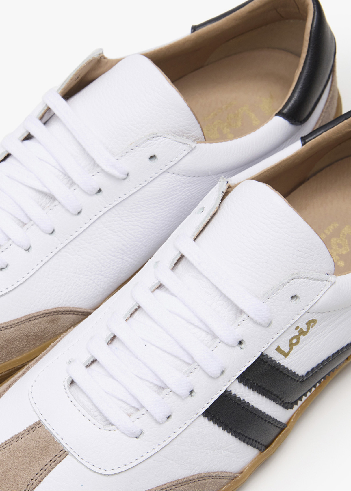 Bambas casual piel contrastadas blanca