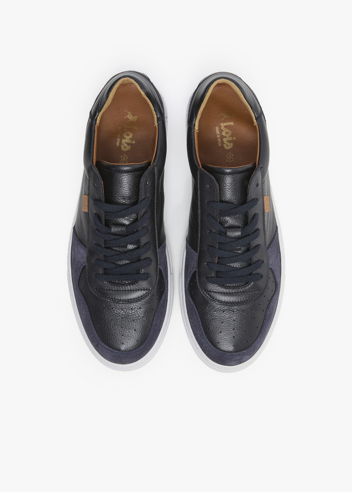 Bambas piel combinada cordones negra