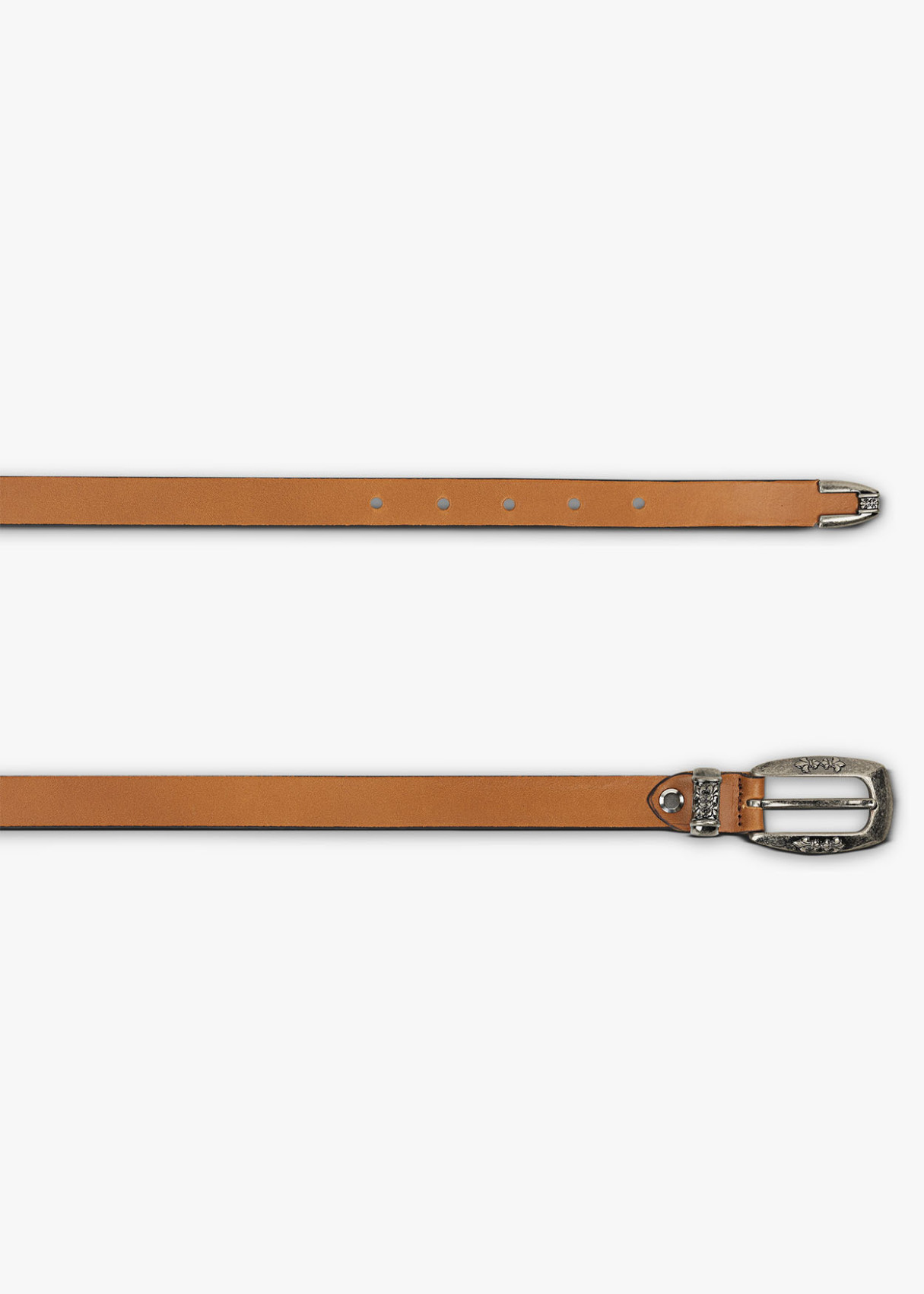 Cinturón fino de piel hebilla metálica cuero