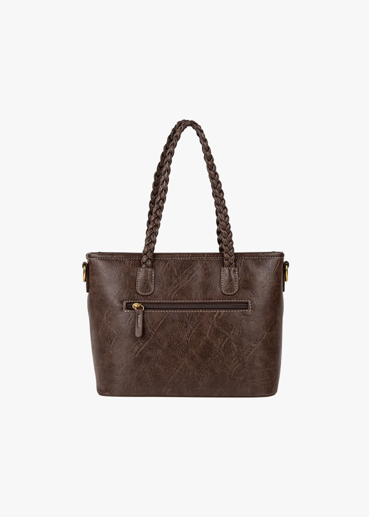 Bolso shopper ante bandolera extraíble bicolor marrón