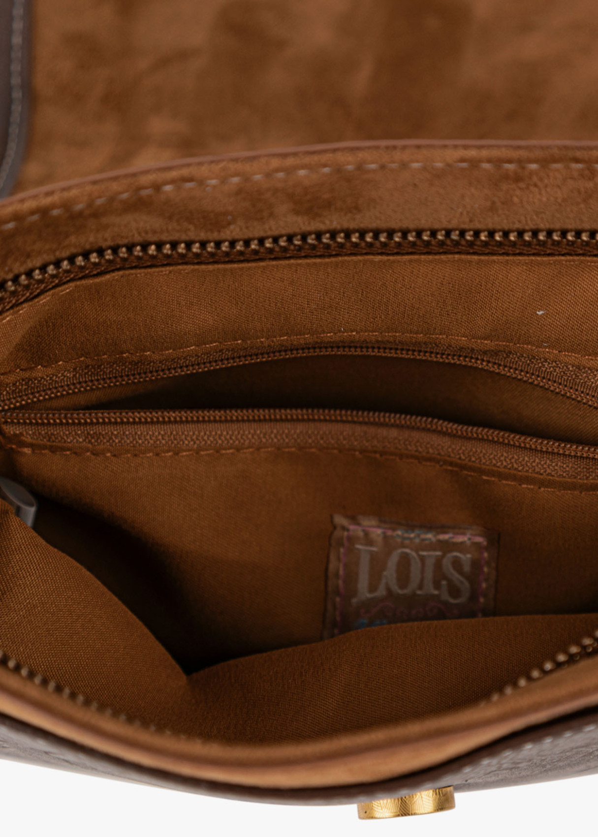 Bolso Bandolera estilo satchel bicolor marrón