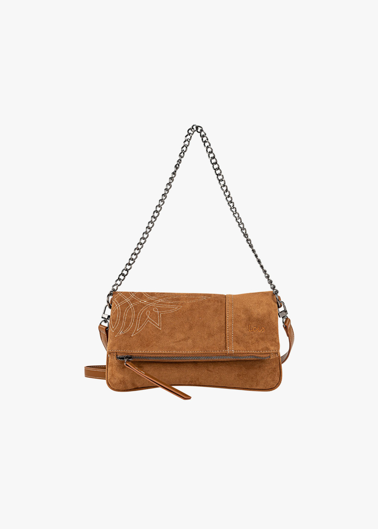 Bolso Bandolera ante con cadena camel