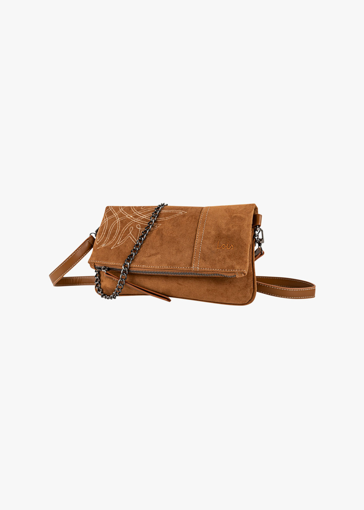 Bolso Bandolera ante con cadena camel