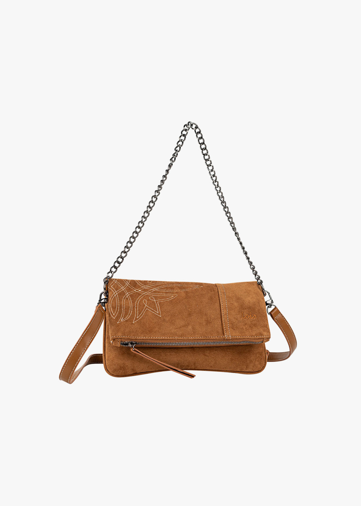 Bolso Bandolera ante con cadena camel