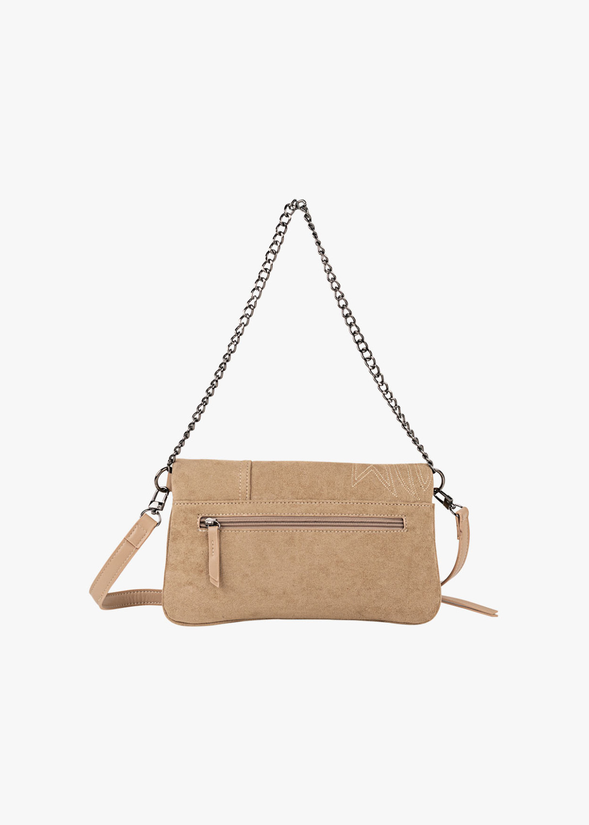 Bolso Bandolera ante con cadena beige