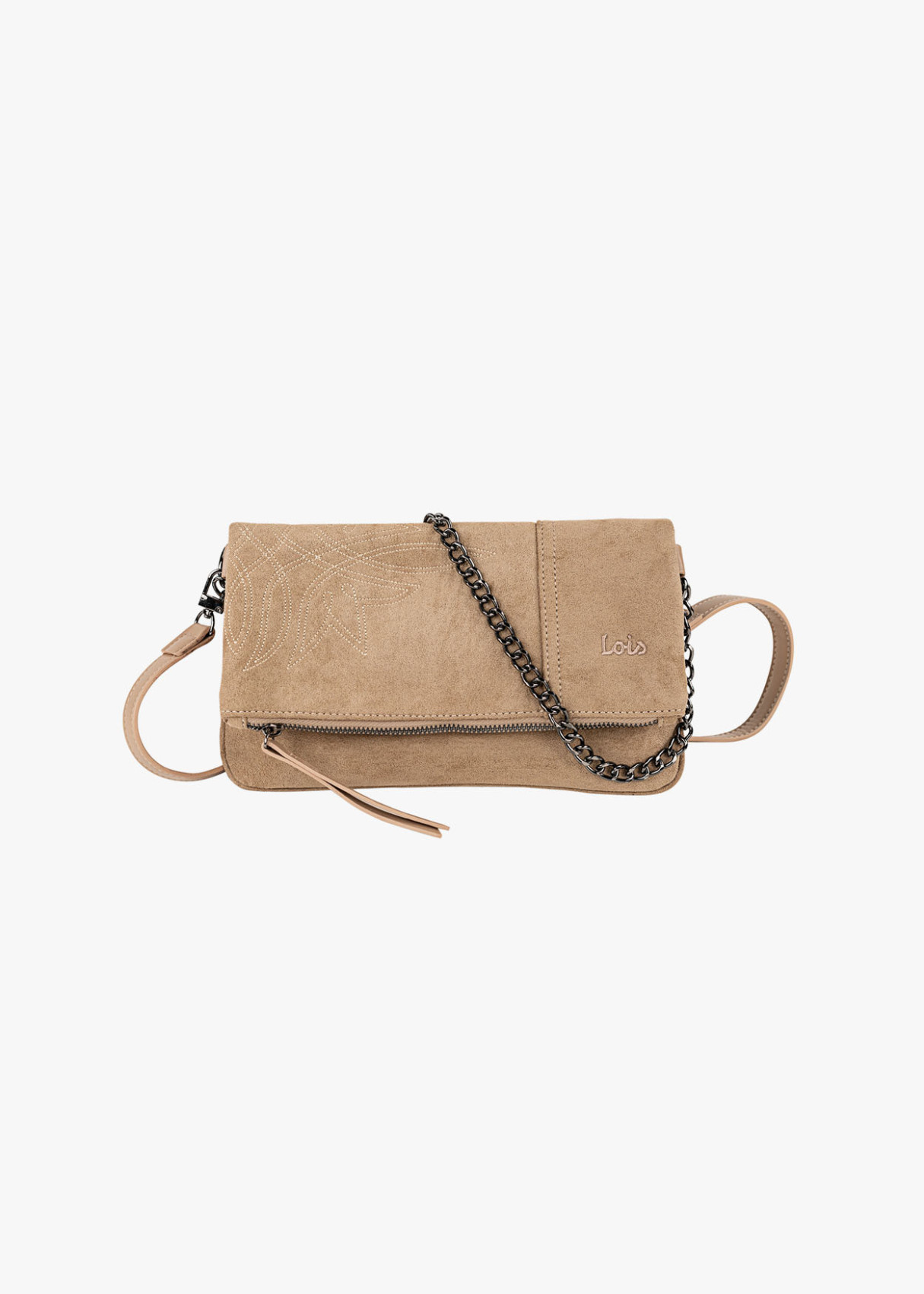 Bolso Bandolera ante con cadena beige