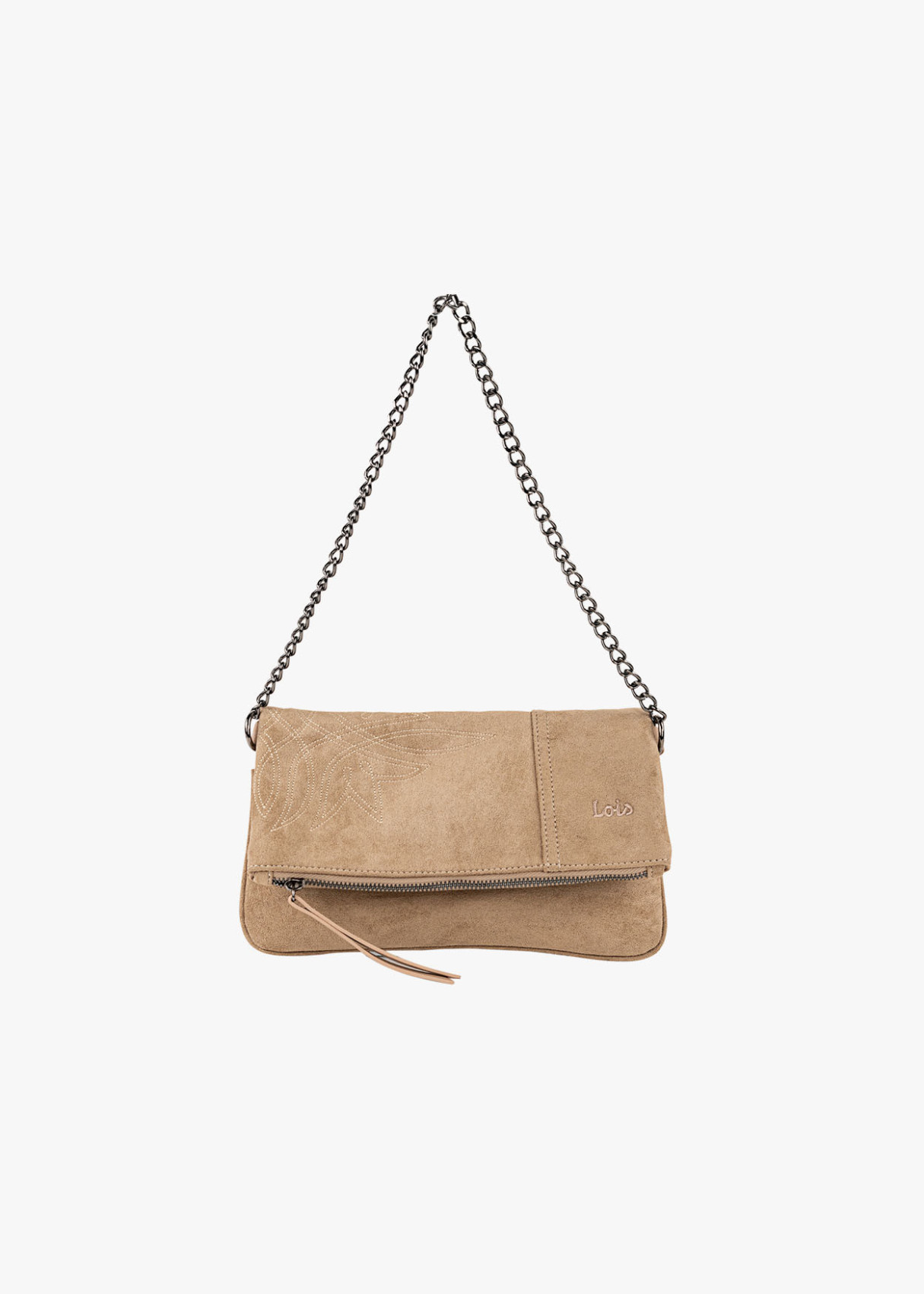 Bolso Bandolera ante con cadena beige