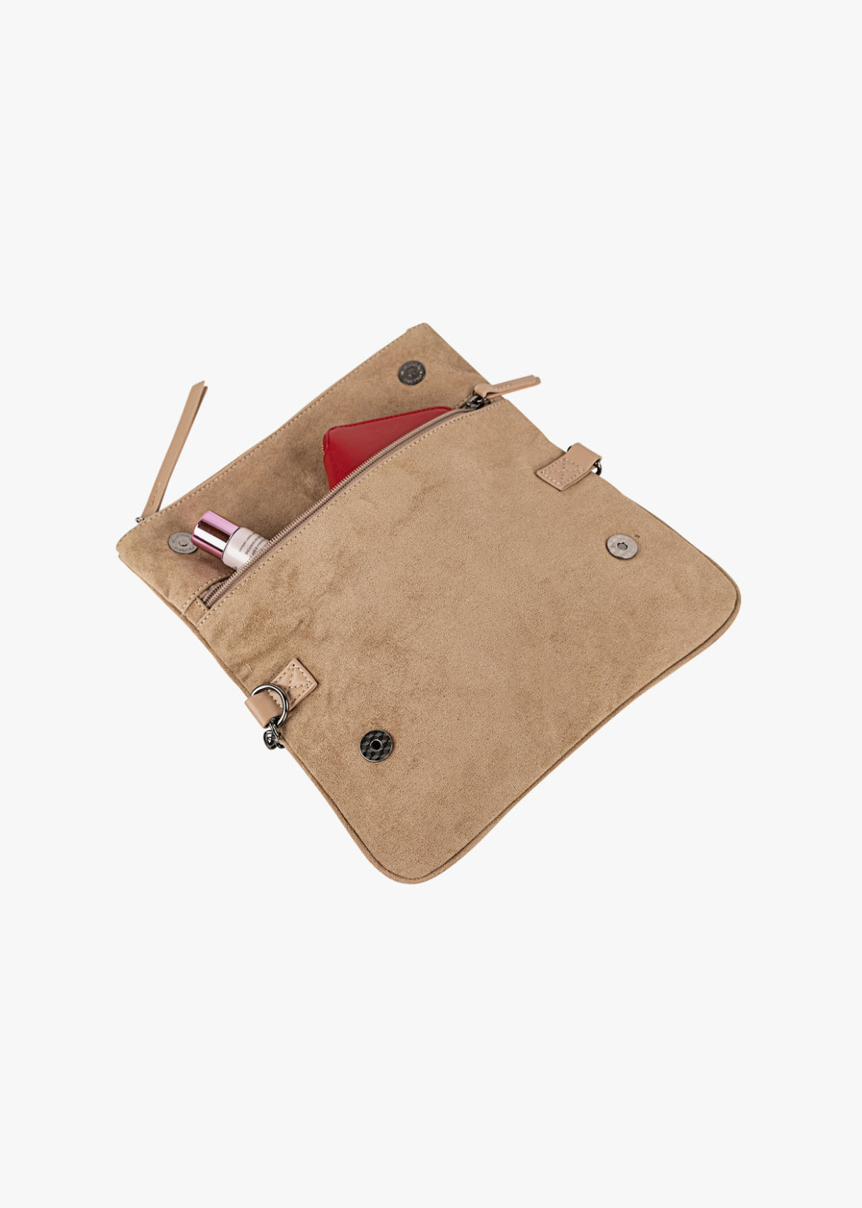 Bolso Bandolera ante con cadena beige