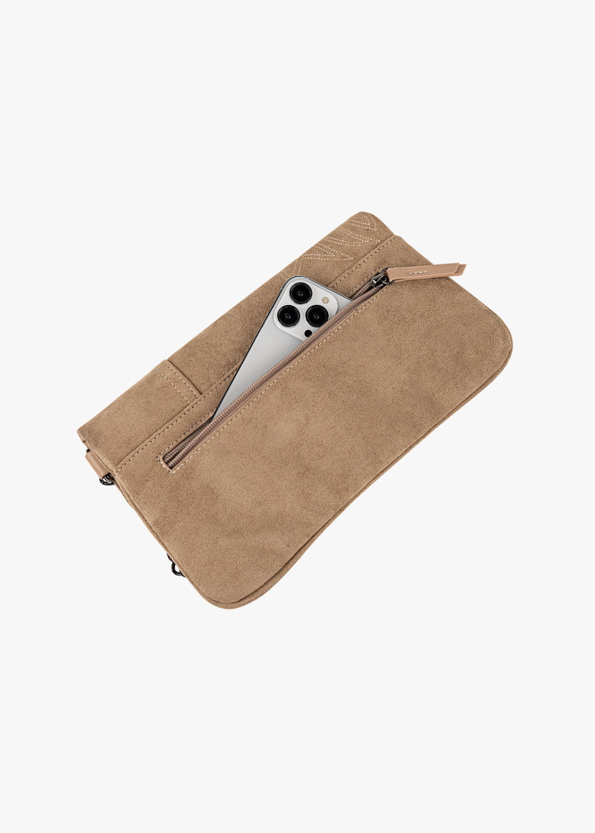 Bolso Bandolera ante con cadena beige