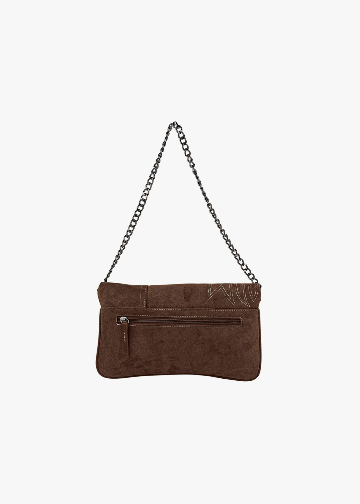 Bolso Bandolera ante con cadena marrón oscuro