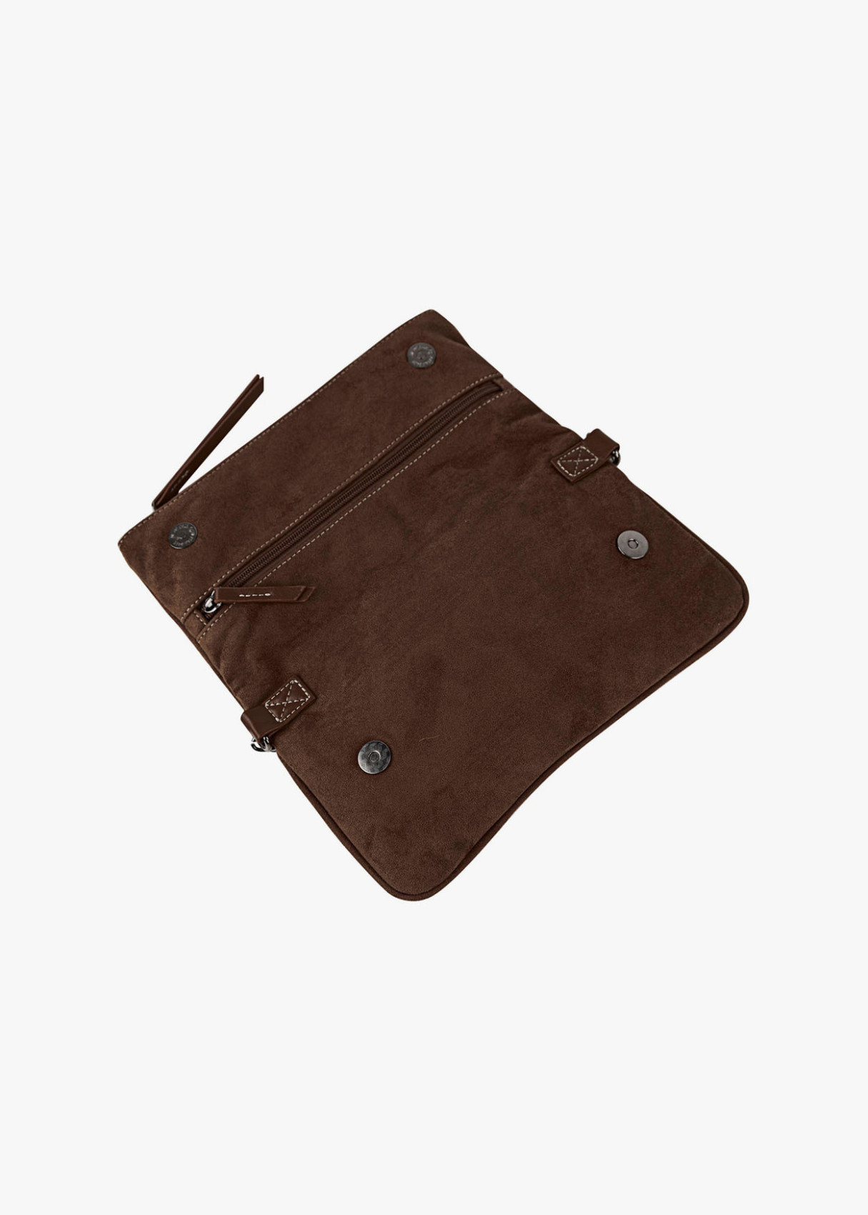 Bolso Bandolera ante con cadena marrón oscuro