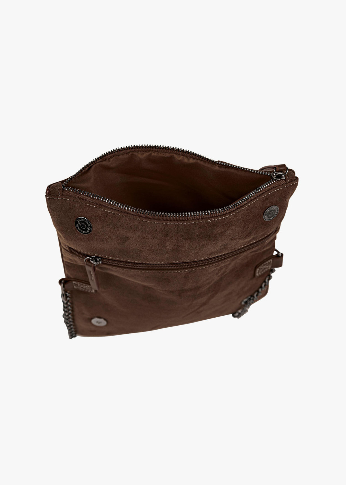 Bolso Bandolera ante con cadena marrón oscuro