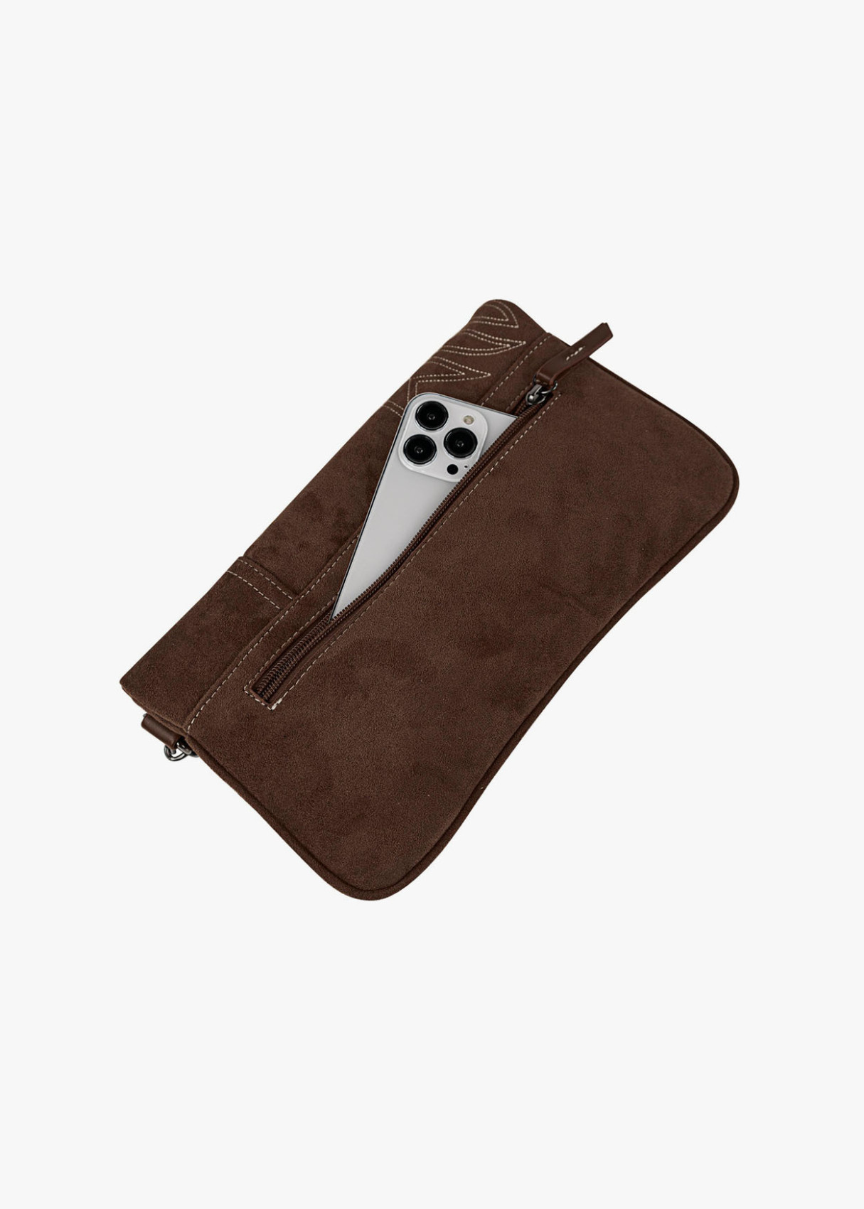 Bolso Bandolera ante con cadena marrón oscuro