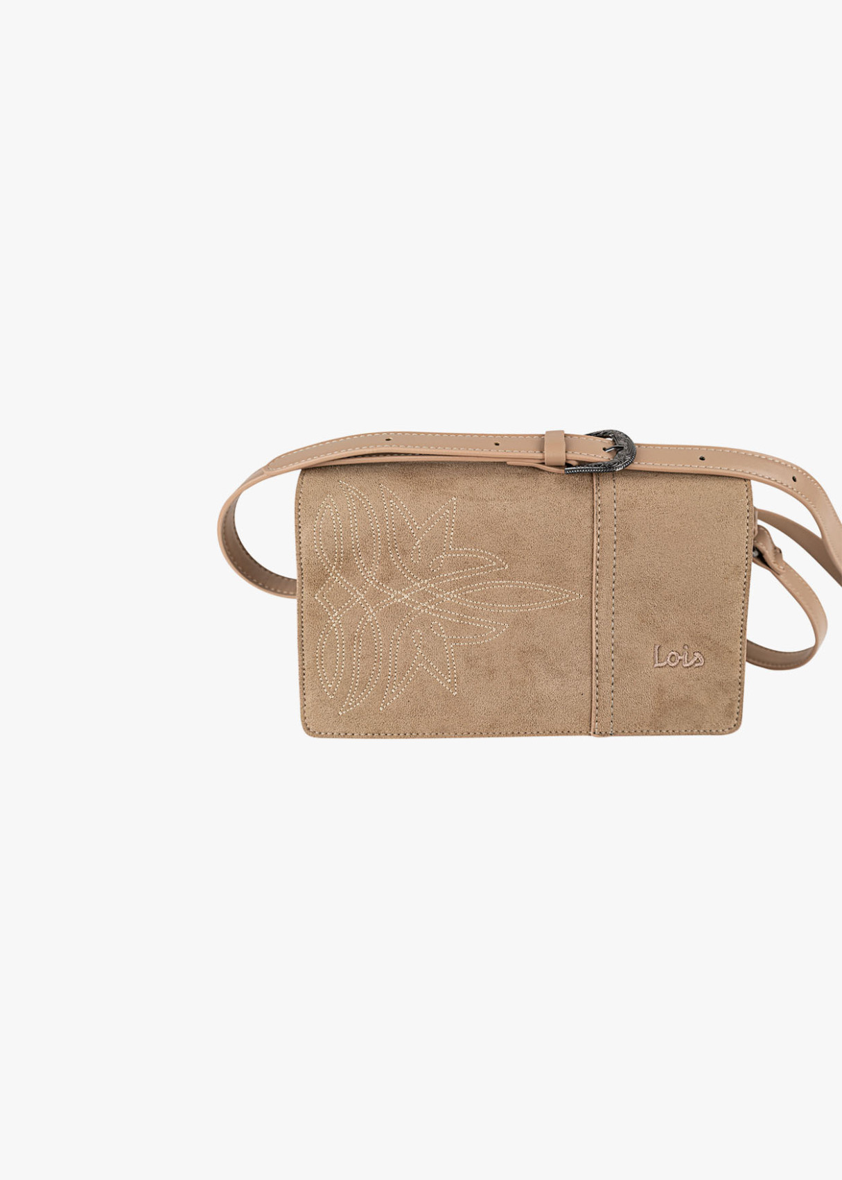 Bolso Bandolera detalle bordado beige