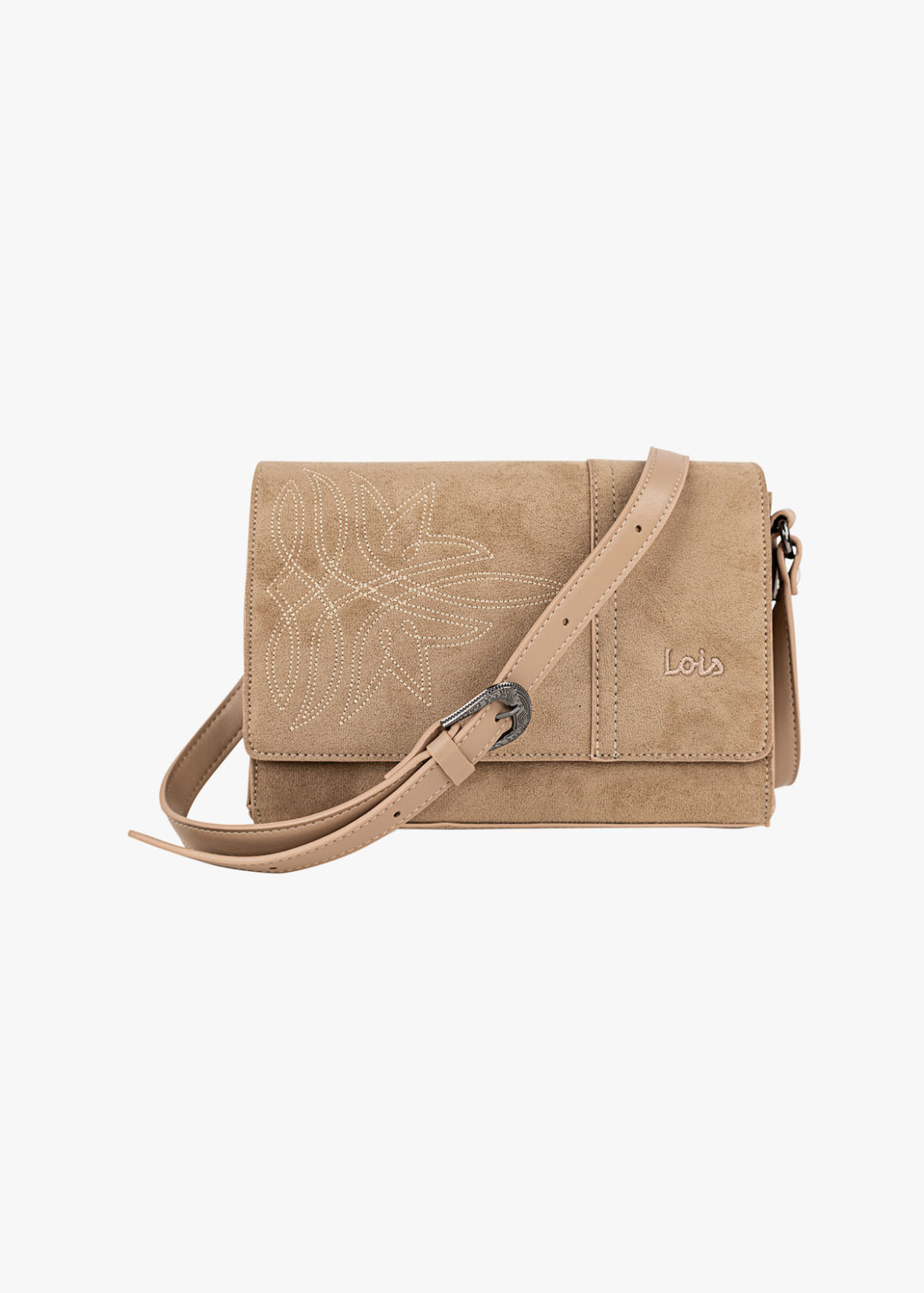 Bolso Bandolera detalle bordado beige