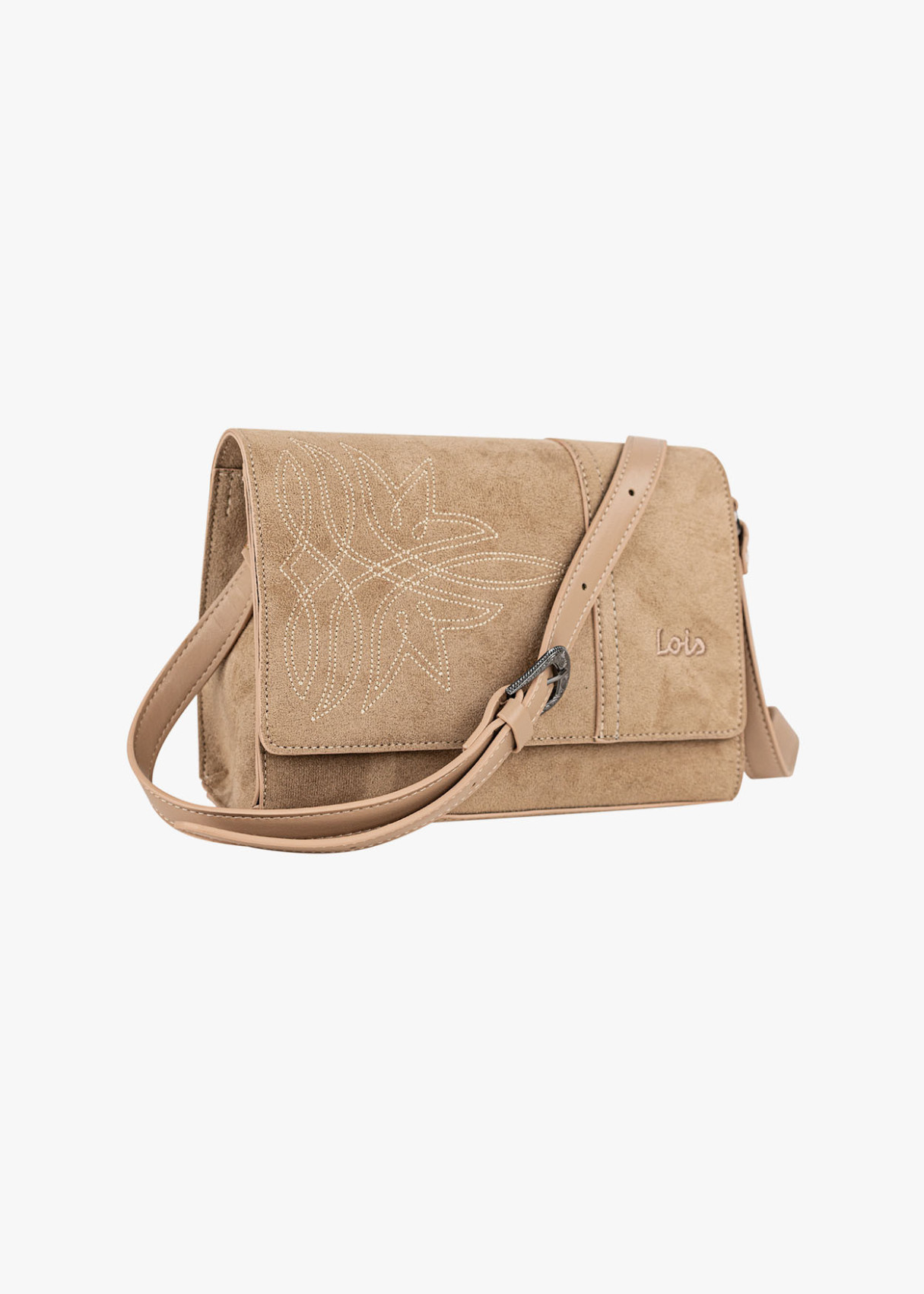Bolso Bandolera detalle bordado beige