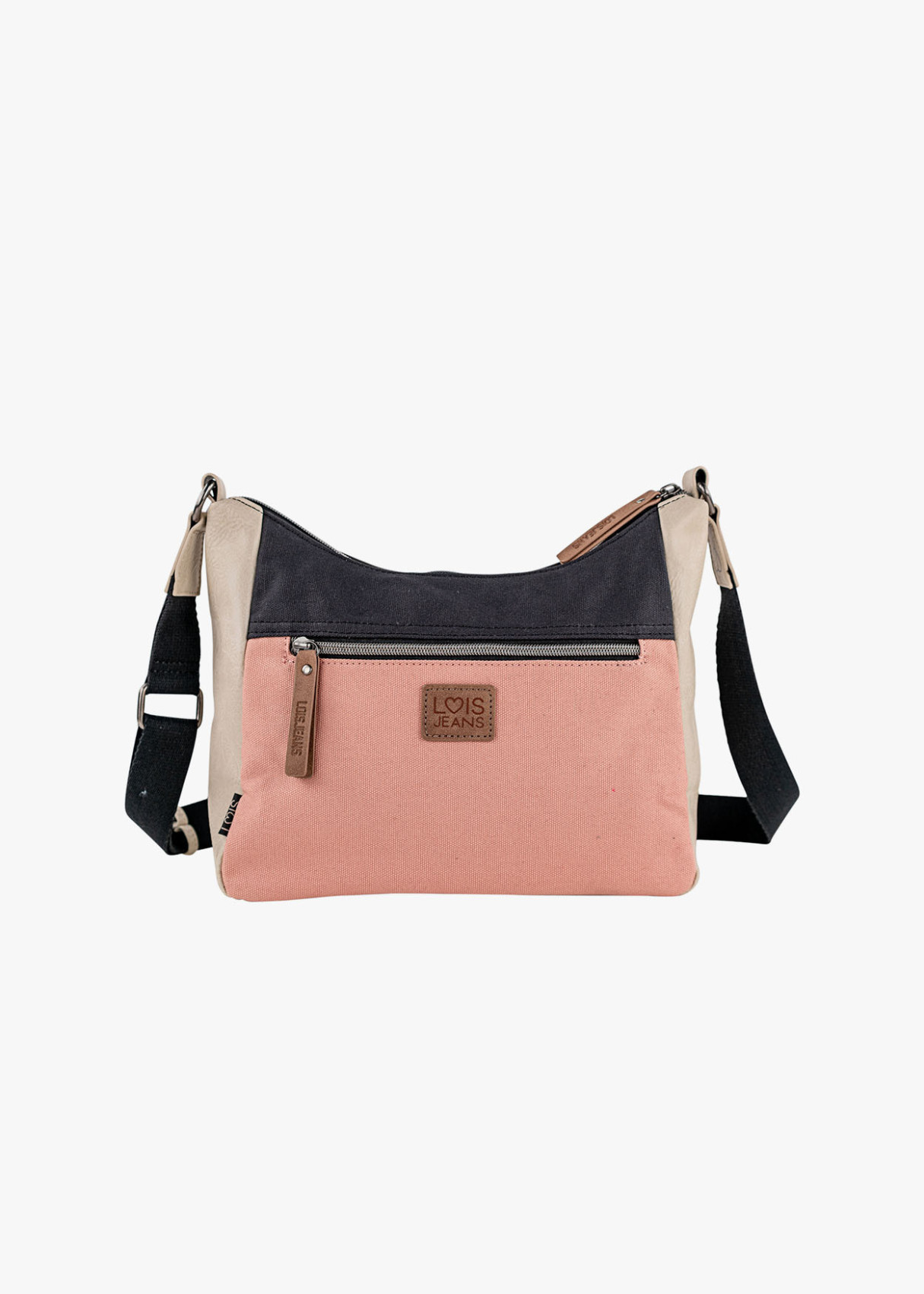 Bolso Bandolera grande lona detalle gráfico rosa